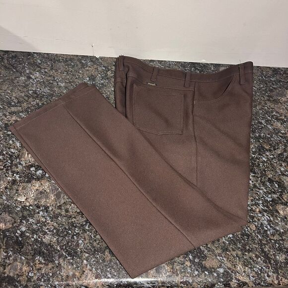 Vintage Wrangler Polyester Cowboy Western Pants Brown 36 x 32 - Picture 1 of 6